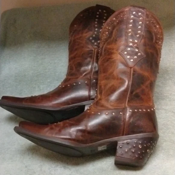 Ariat Brown Leather Rhinestone Boots size 9.5 - Picture 9 of 15